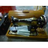 Cased standard vintage sewing machine