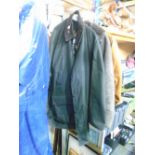 Men's 'BARBOUR' green waxed jacket and sheepskin LAKELAND jacket, 46 inch chest