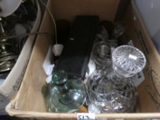 Two mixed boxes of china and glassware including Wedgwood, etc and Midwinter