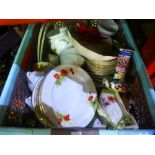 Box of mixed china incorporating a part tea set with poppy designs