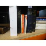 Small collection of books including atlas, dictionary and railways