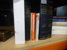 Small collection of books including atlas, dictionary and railways