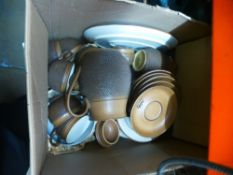 Box of Denby pottery, to include: Salt and peppers, jugs, plates and teapots.