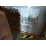 Three framed and glazed pictures, one of Wickham