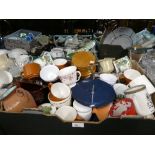 Three boxes of mixed china and cut glass, including Hornsea, Minton, etc