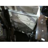 White pained gesso style drawers with 5 drawers and glass top