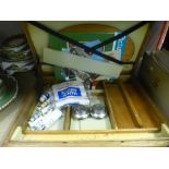 Wooden artist box with accessories and wooden stationery box