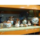 Selection of oriental china to include urns and blue and white plate, etc, some with marking