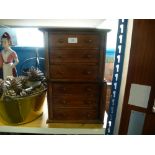 Two wooden small office drawer and vintage cupboard with enclosed six draws