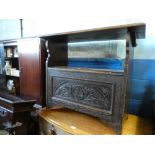 Antique oak carved Monks bench with storage compartment