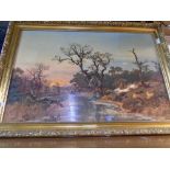 A framed print titled 'Hunters in the Fall'