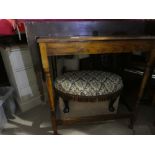 Wooden hall table, tapestry stool, etc