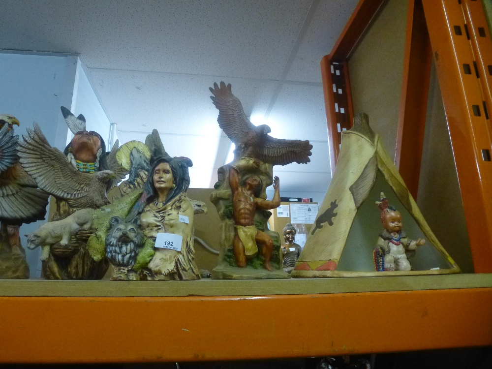 A Selection of china Indian figures and T-Pe with a child in it. - Image 2 of 2