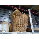 Selection of wickerware including log basket