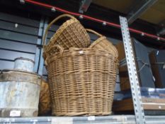 Selection of wickerware including log basket