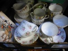 Box of Portmeirion chinaware 'Spring Bouquet' Queen Anne china and loose cutlery, etc