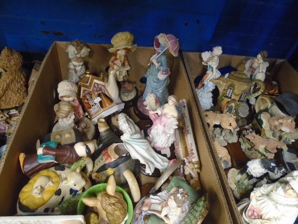 Four boxes of mixed figures, china and resin, depicting animals, etc - Image 3 of 3