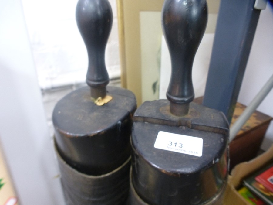 A pair of old black leather riding boots with stretchers and a Cricket bat with two signatures - Image 4 of 4