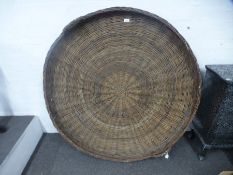 An Eastern European circular fruit drying basket, diameter 123 cms