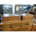 Of advertising interest; a near pair of antique mahogany two drawer chests for J and P Coats sewing