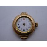 9ct yellow gold watch marked 375.  The back inscribed J.E.R. & M.Mc.W.B. 4th Aug, 1908 TO AWB, AF, n