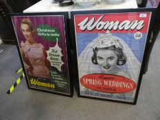 Of advertising interest; two framed Woman magazine posters