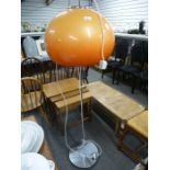 A Retro chrome standard lamp having orange globular shade, probably 1970s