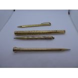 9ct yellow gold propelling pencil, marked 9ct gold inscribed 'Life Long' and 'DA Ferguson' together