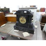 A Victorian block marble mantel clock of large proportion, height 46 cms