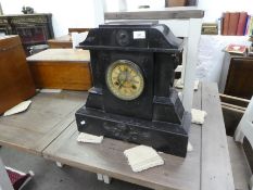 A Victorian block marble mantel clock of large proportion, height 46 cms