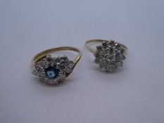 Two 9ct yellow gold cluster rings, both marked 375, weight approx 5.1g, size Q