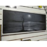 Anna M. Newland; a modern oil of moonlight sea, signed lower left, 100 x 40cm