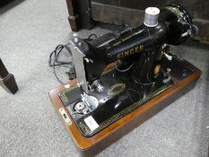 Two vintage Singer sewing machines - one converted