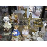 Various Beatrix Potter figures and other metalware items