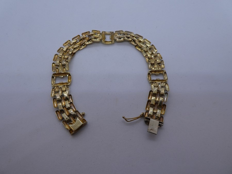 9ct yellow gold flat link bracelet some links set clear stones, marked 9K, 375, approx 20 cm, weight - Image 4 of 4