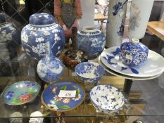 A quantity of oriental items, mainly blue and white