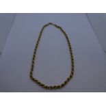 9ct yellow gold rope twist necklace, 40 cm, marks worn, weight approx 11.7g, clasp not perfect