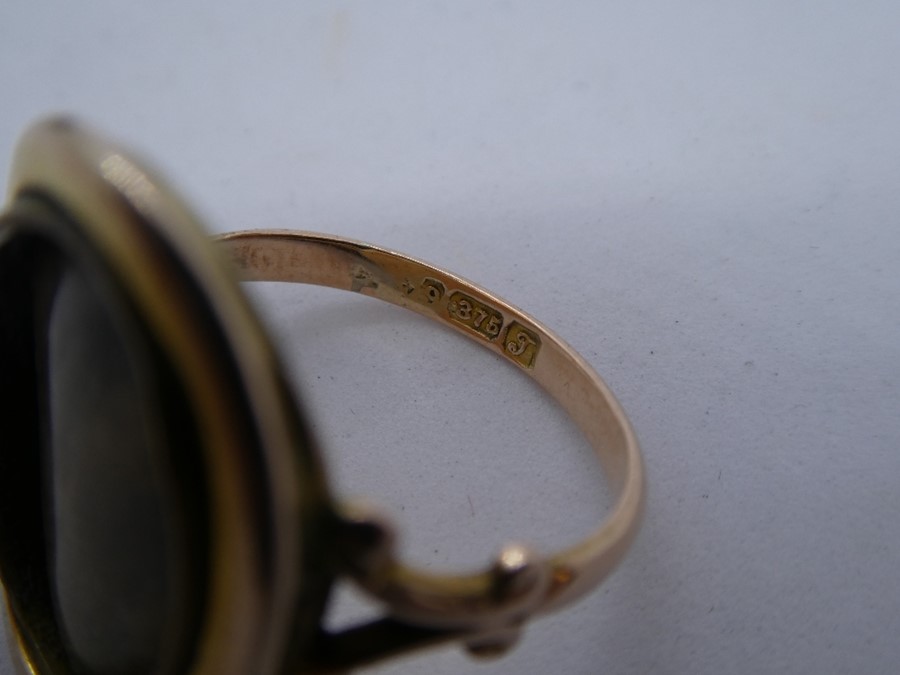 Antique 9ct yellow gold mourning ring, AF, the back inscribed and dated 1796, size O, weight approx - Image 2 of 2