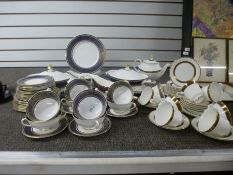 A quantity of Royal Doulton 'Imperial Blue' dinnerware and Royal Doulton 'Harlow' teaware