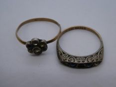 Two 9ct yellow gold dress rings both marked 9ct, gross weight approx 4.3g