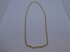 9ct yellow gold fine belcher chain, marked 375, approx 45cm, weight approx 3.3g