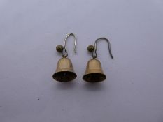 Pair 9ct yellow gold drop earrings in the form of bells, marked 375, weight approx 1.9g