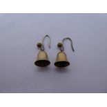 Pair 9ct yellow gold drop earrings in the form of bells, marked 375, weight approx 1.9g