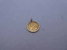 1913 Half Sovereign, in yellow metal pendant mount, total lot weight 5g