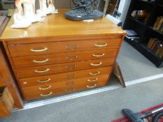 A six drawer plan chest in two parts, circa 1970, 97 cms