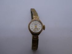 Vintage 9ct 'Swiss Empress' 21 Jewel Incabloc ladies wristwatch, on a old plated strap