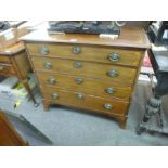 A 19th Century mahogany chest having four graduated drawers with fan inlaid decoration on splay brac