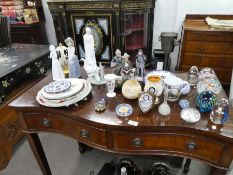 Two Royal Doulton figures, two Nao figures, paperweights and sundry