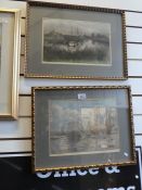 Elizabeth Armsden; two pencil signed coloured etchings of returning swans and rivercraft at Wareham,