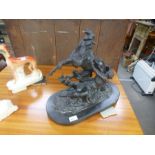An old Spelter figure of rearing horse and tied man